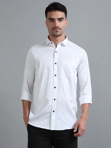 Glacier White Geometric Printed Shirt