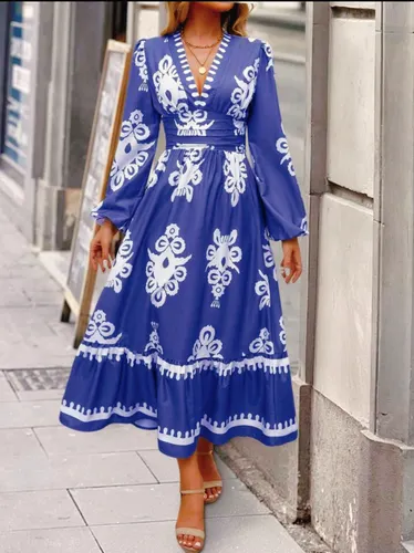 Indie Bloom Maxi Dress – Folk Prints, Flowy Feels