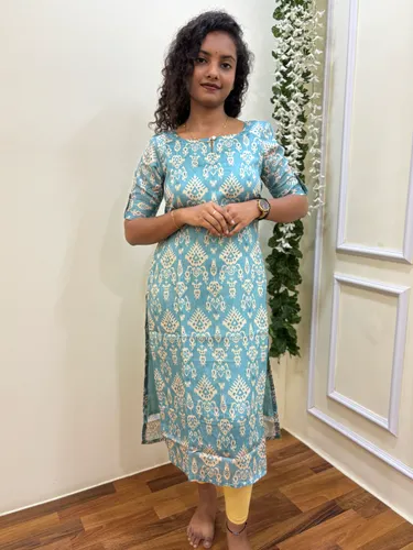 Ice Blue Muslin Kurti