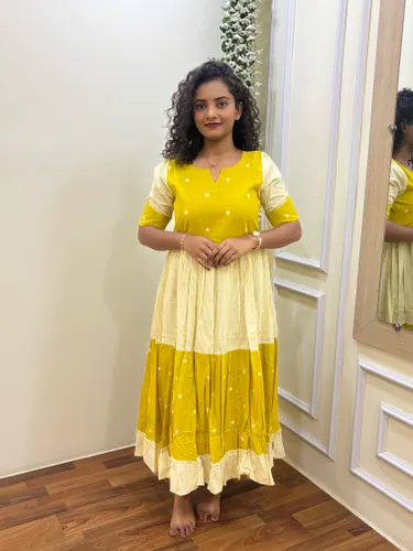 Mustard Yellow Handloom Cotton Maxi