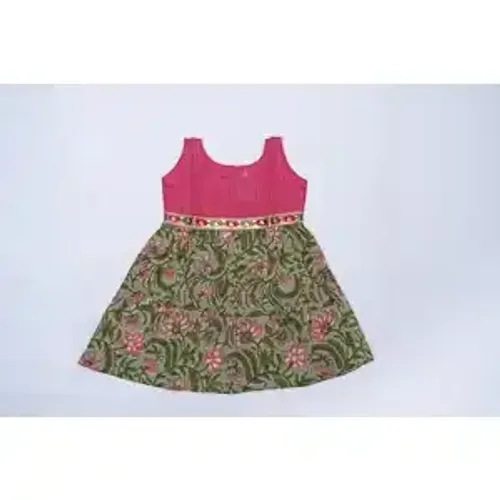 Summer Sleeveless Frock pink and green