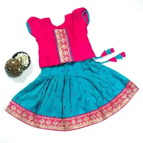 South Indian Cotton Pavadai Frock Dress for Baby Girls