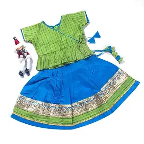 Cotton Pavadai & Blouse(Green & Blue)