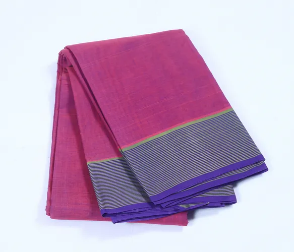 Chettinad Cotton Purple Saree with golden zari border