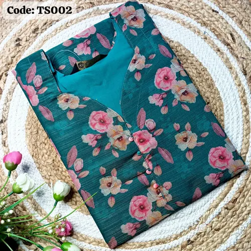 Tissue silk kurti/ TS002 - turquoise green 