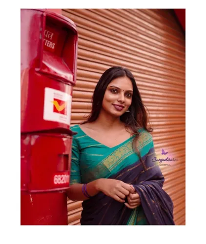 Navy blue Color velthari saree	