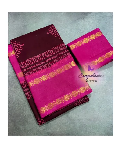 Brown Kolam printed saree