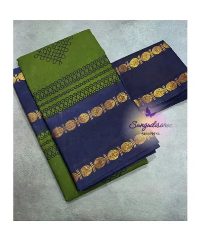 Green Kolam printed saree