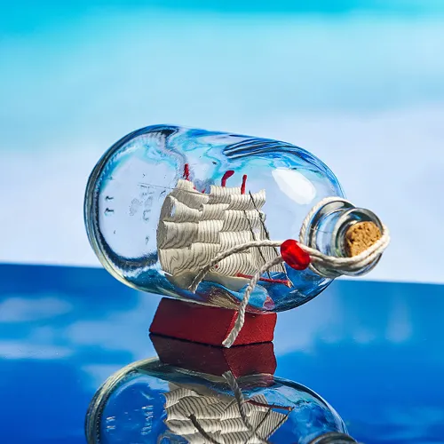 Hot Decorative Glass Pirate Ship Sailing Boat Wishing Drift Bottle