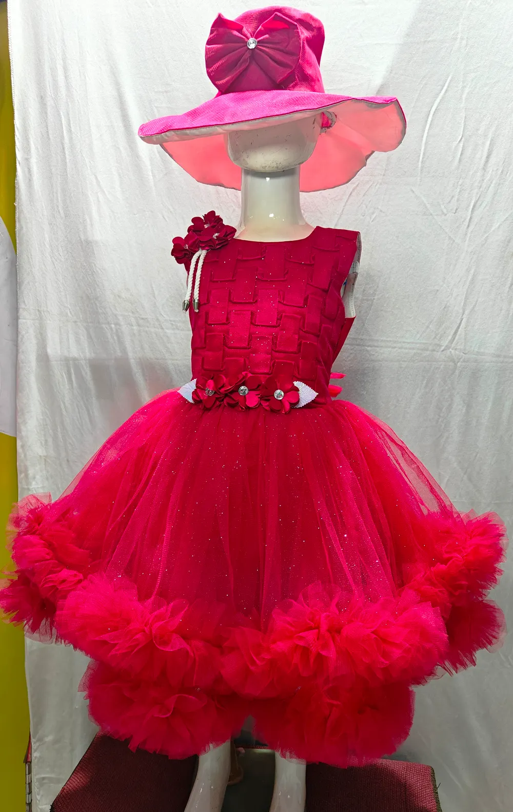 Hot Pink Frock with Tulle Skirt