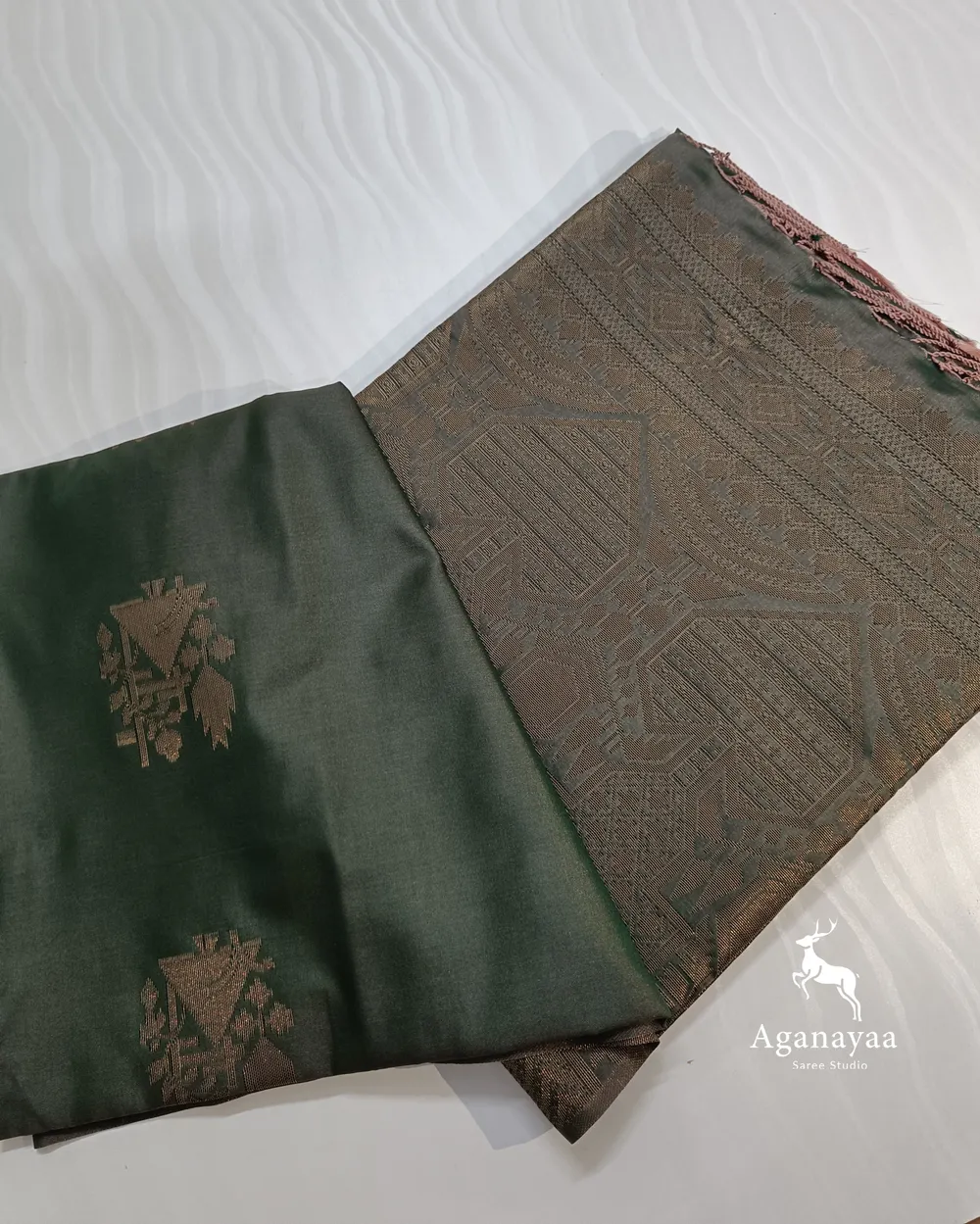 Dark Olive Green Semi Silk