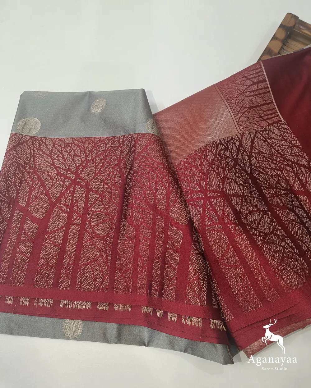 Silver Grey Vegan in Forest Theme Border