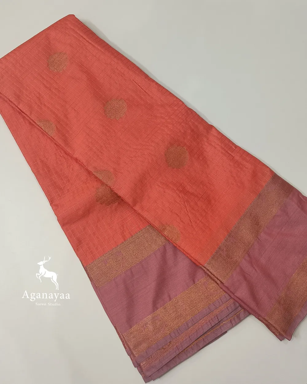 Peach Orange Zari Kattam