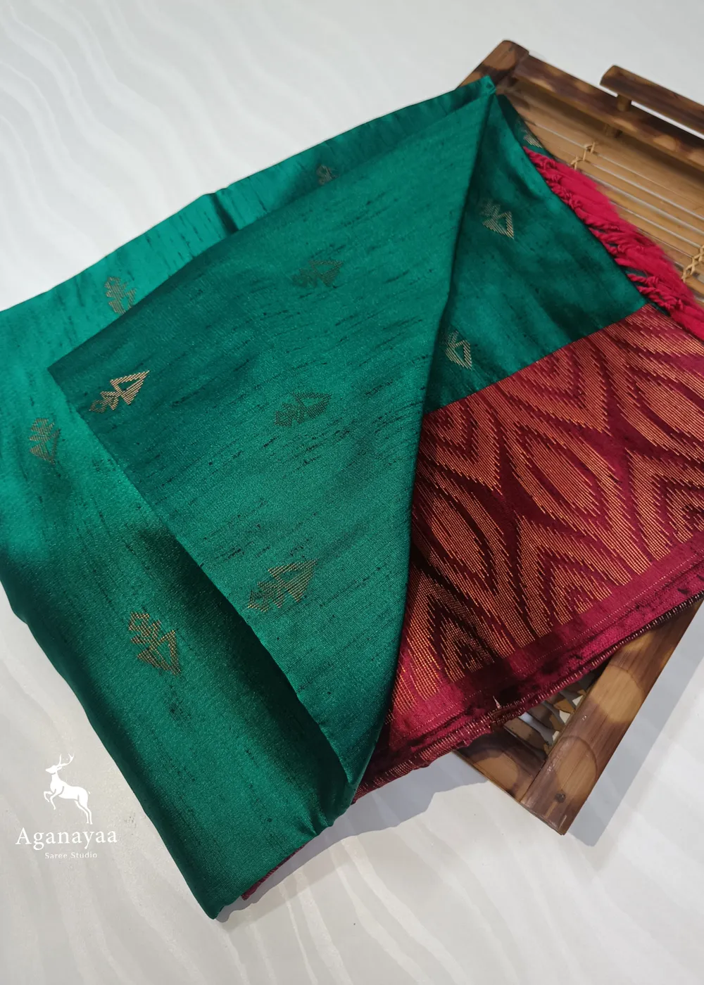 Pine Green Vegan Raw Silk