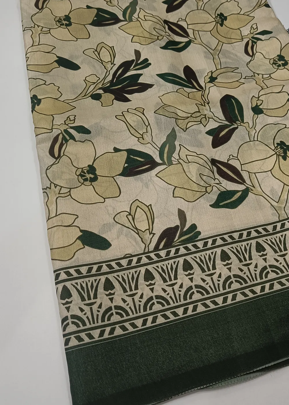 Green and Cream Satin
