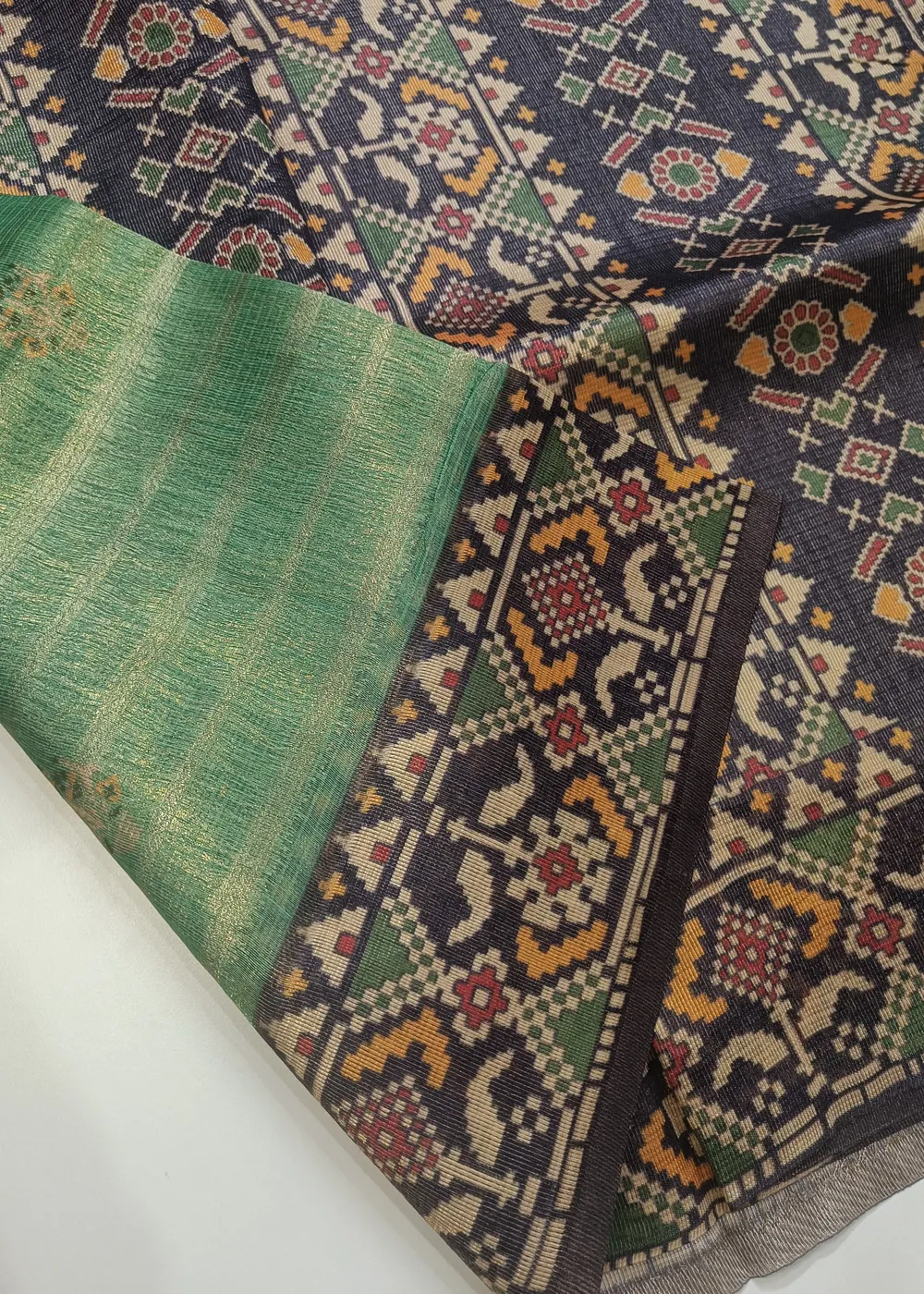 Teal Green Semi Tussar