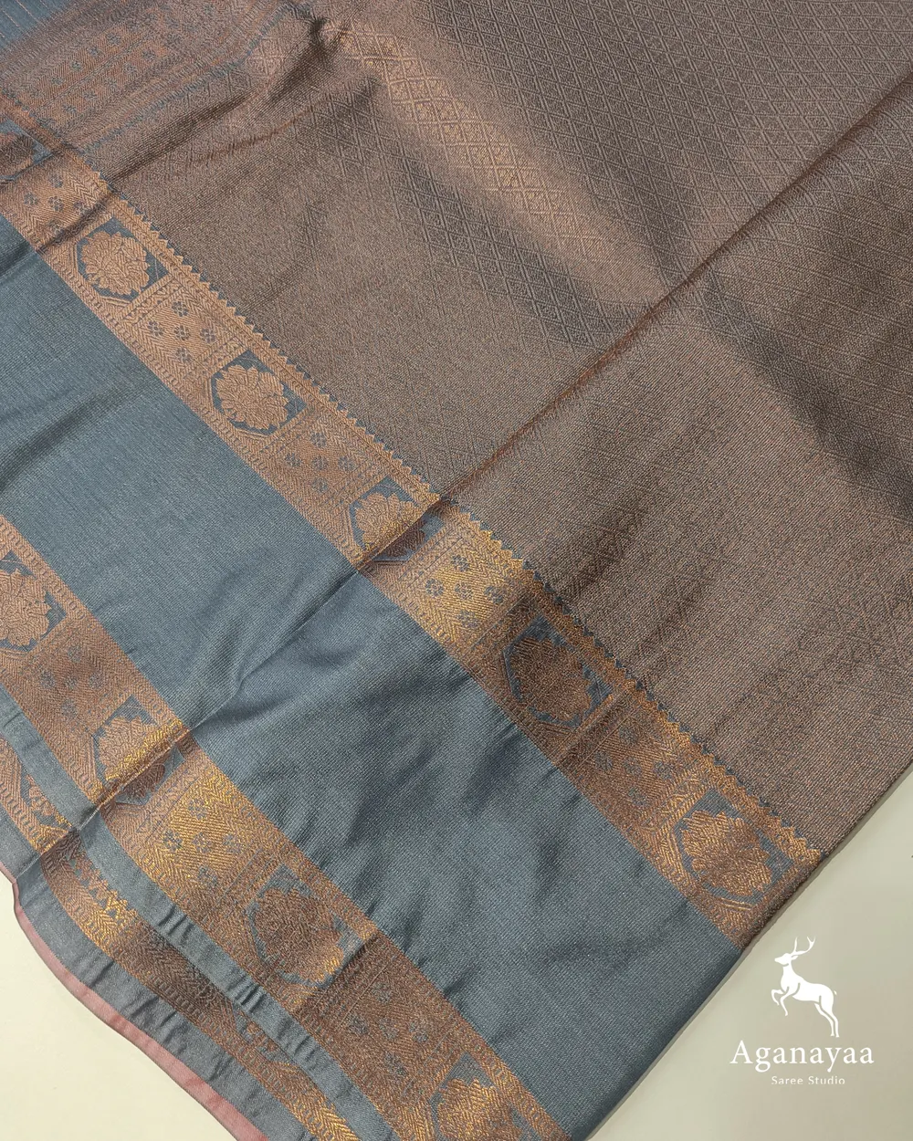 Peach Orange Zari Kattam