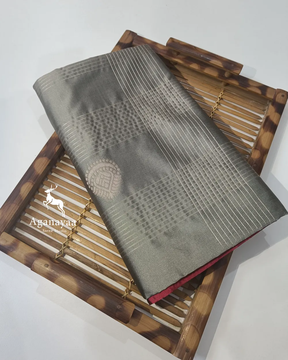 Traditional Silver Grey Zari Kattam