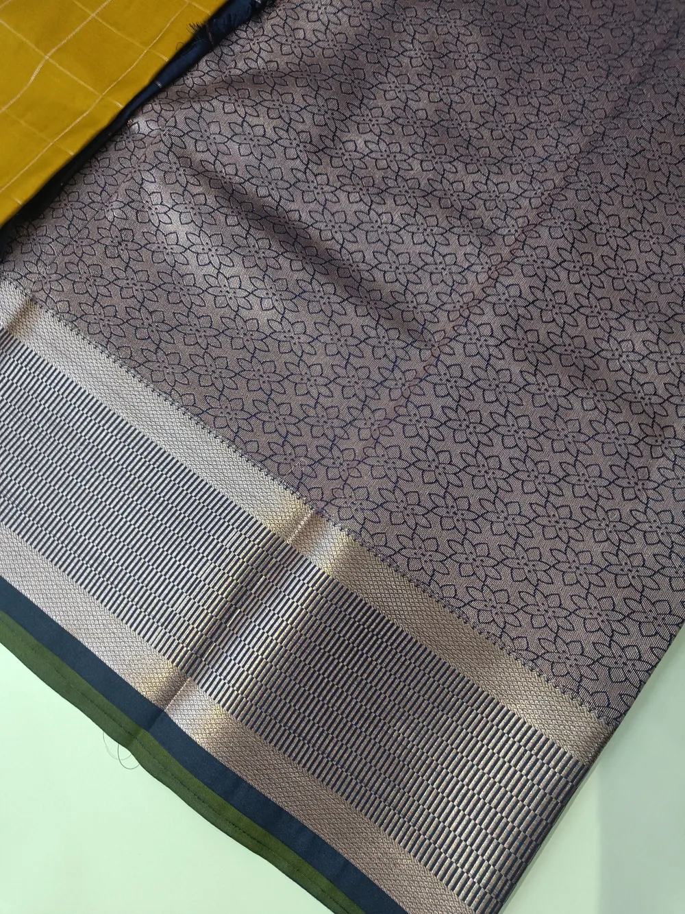 Mustard Yellow Zari Kattam