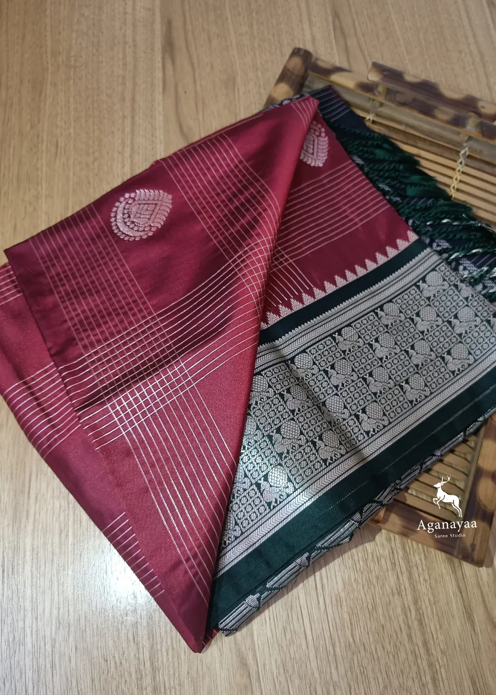 Traditional Maroon Zari Kattam