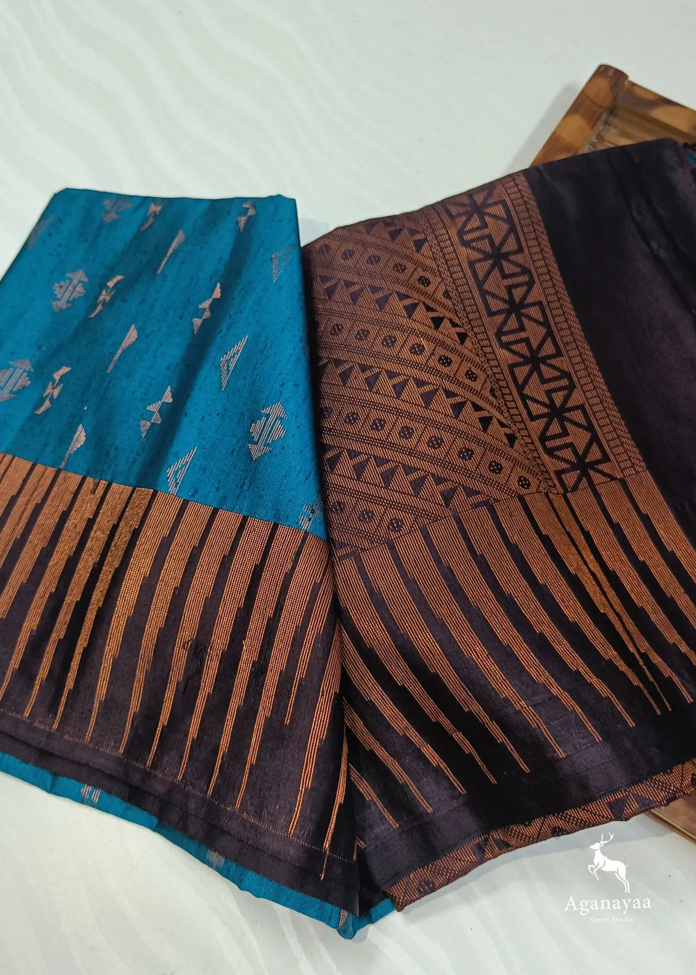 M.S Blue Vegan Raw Silk