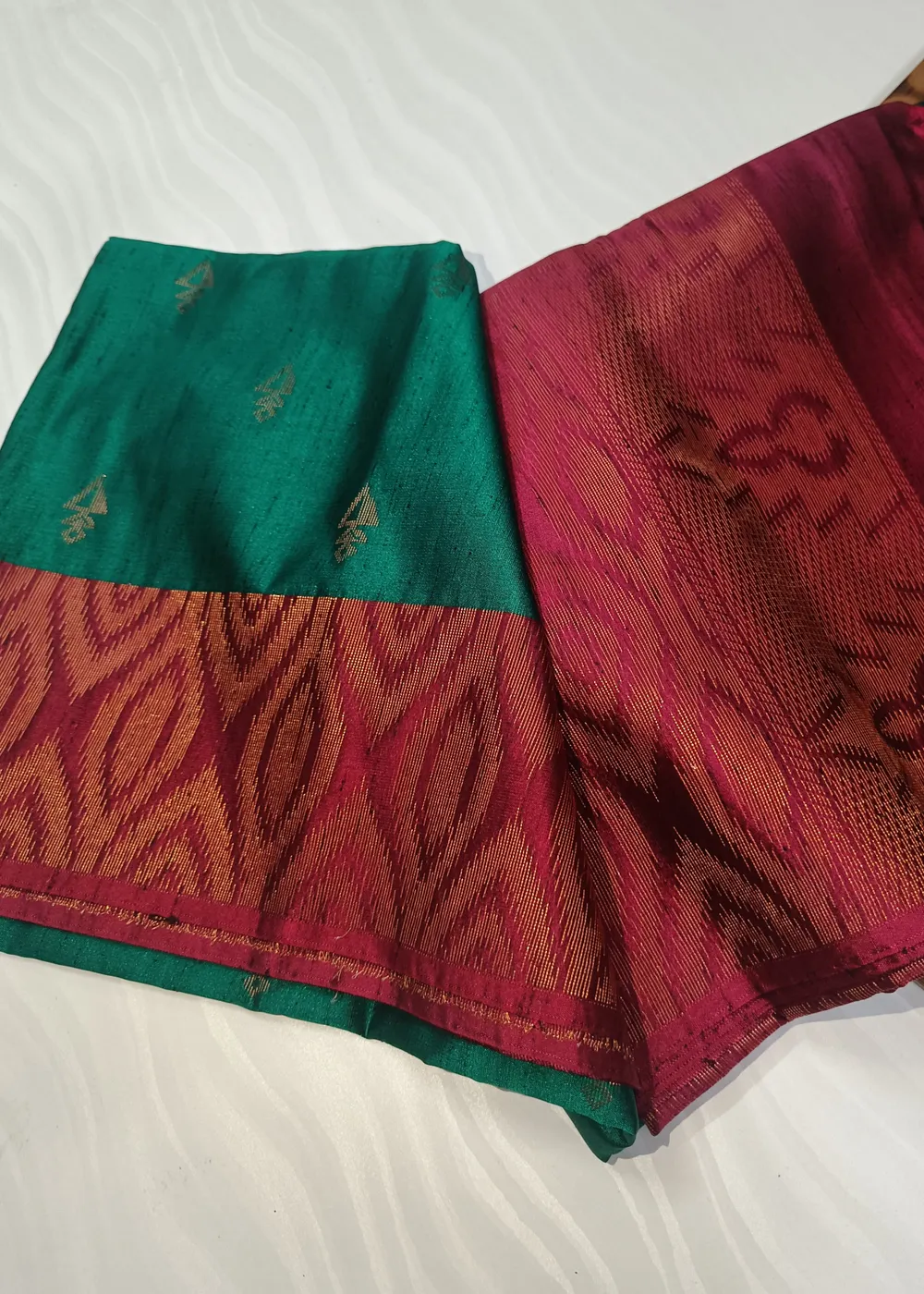 Pine Green Vegan Raw Silk