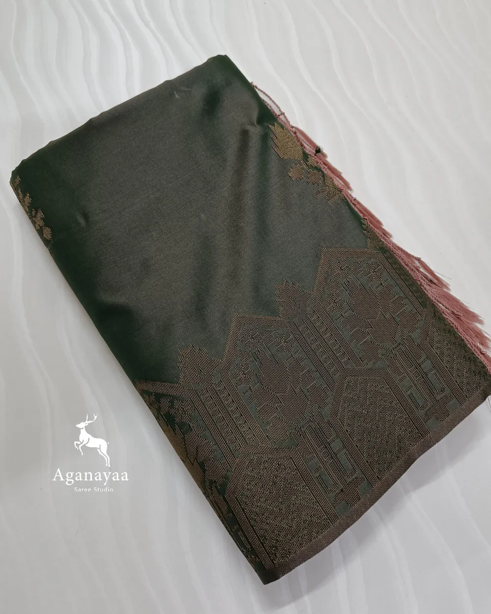 Dark Olive Green Semi Silk