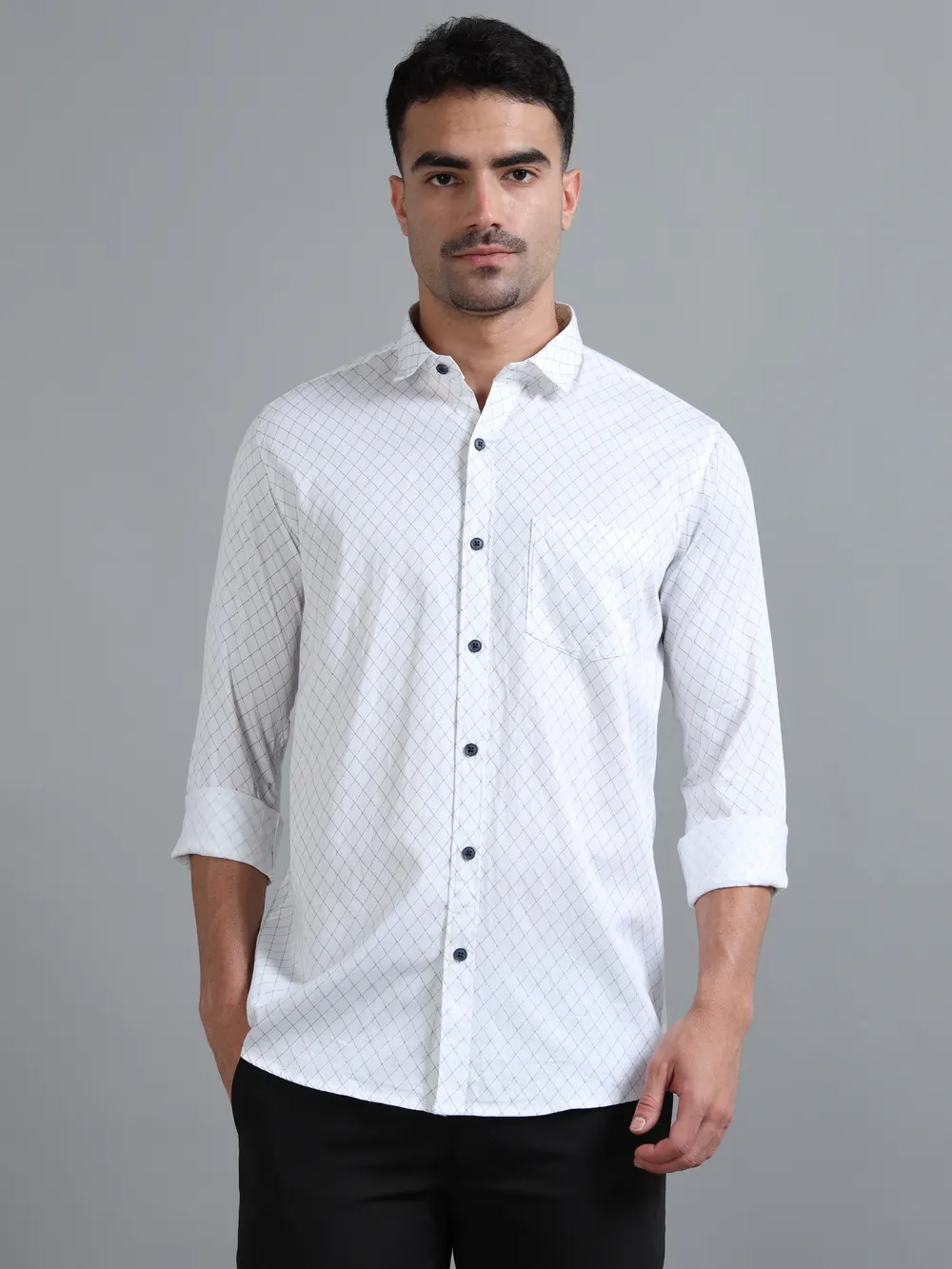 Glacier White Geometric Printed Shirt
