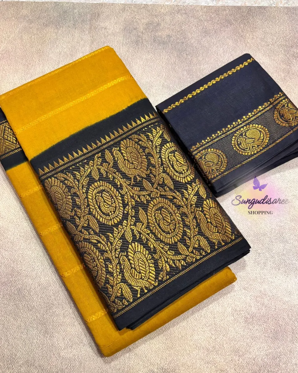 Mustard with black mayuri velthari sungudi