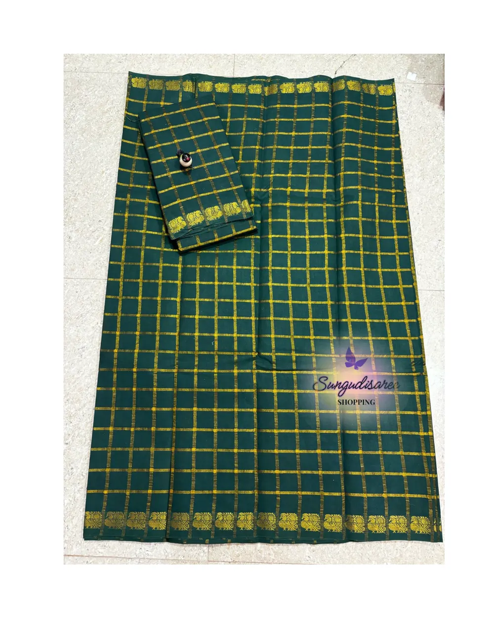 Green pavithra kattam sungudi saree
