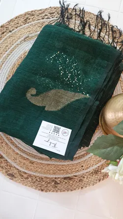 Linen jamdani handwoven saree PLJ118