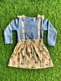 Blue_Cartoon Print Full Sleeve Frock FSF006