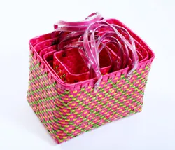 Handmade Multipurpose Chettinad Basket Set Of 5 Used as Lunch Bag, Shopping, Grocery, Tote Bag, Picnic Bag,Return Gift