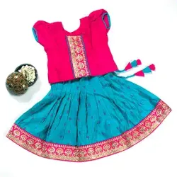 South Indian Cotton Pavadai Frock Dress for Baby Girls