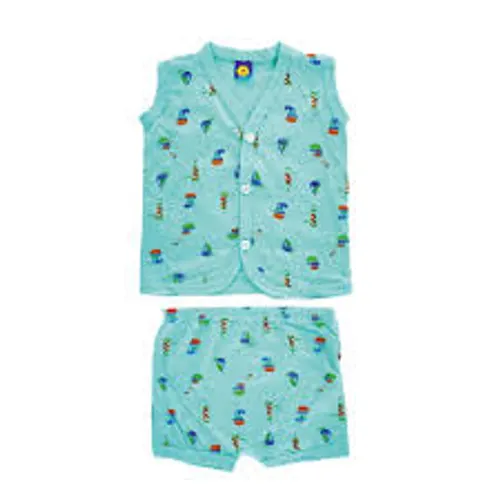 Newborn Baby Printed Sleeveless Button Jabla Dress Set- (Pack of 5 Sets)