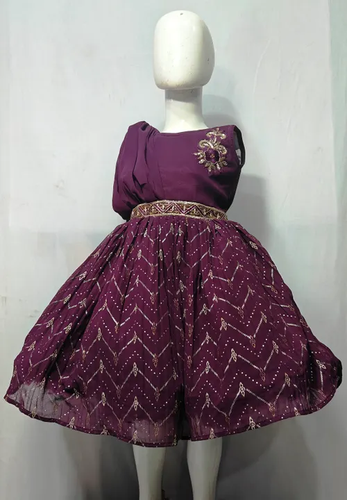 Purple Frock with Gold Embroidery