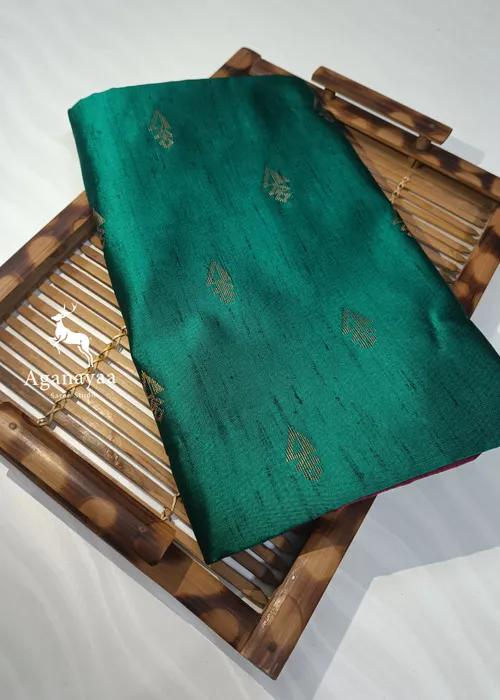 Pine Green Vegan Raw Silk