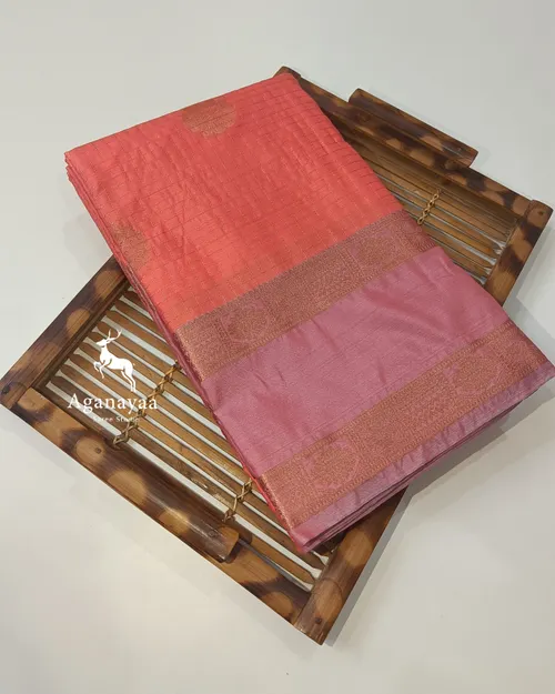 Peach Orange Zari Kattam