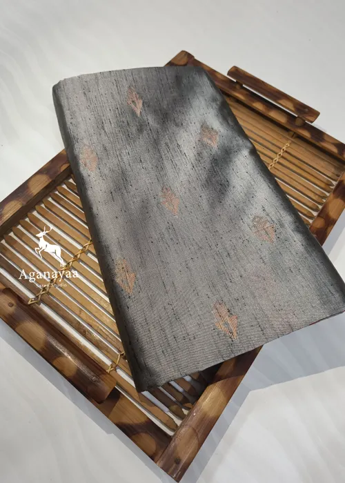 Cloudy Grey Vegan Raw Silk