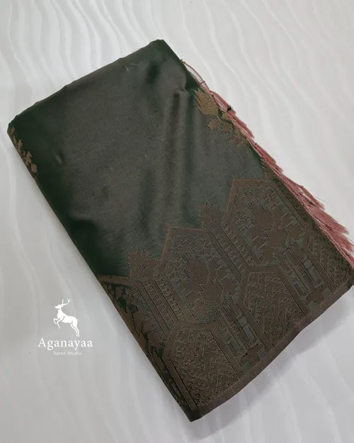 Dark Olive Green Semi Silk