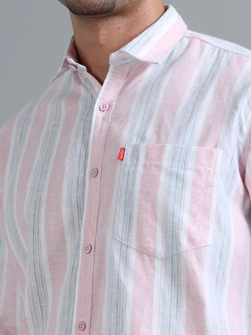 White & Pink Striped Shirt