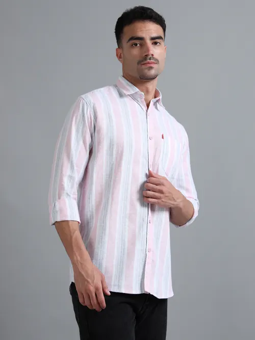 White & Pink Striped Shirt