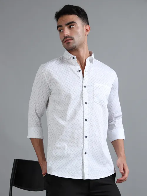 Glacier White Geometric Printed Shirt
