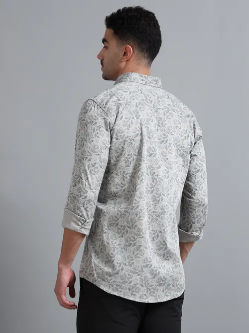 Olive Printed Cotton Shirt