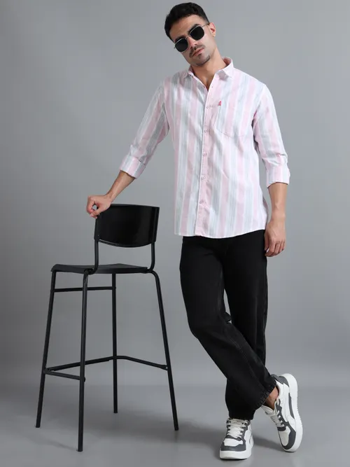 White & Pink Striped Shirt