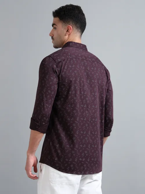 Maroon Printed Cotton Shirt