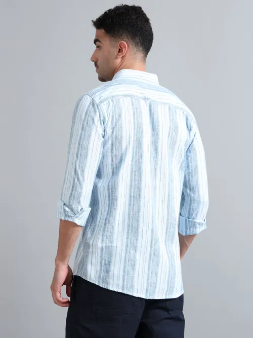 White & Blue Vertical Striped Shirt