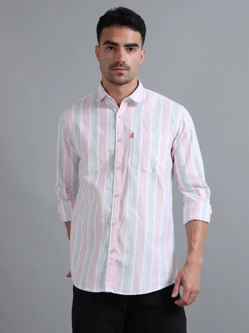 White & Pink Striped Shirt