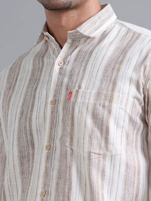 White & Brown Striped Shirt