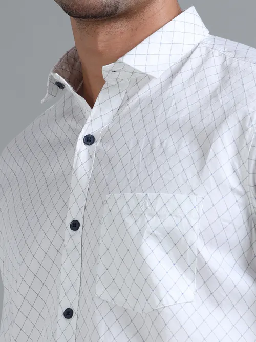 Glacier White Geometric Printed Shirt